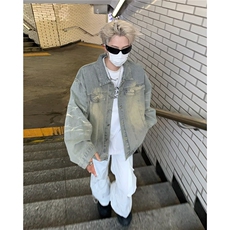 牛仔外套男生春秋季高级感痞帅炸街潮外套JK8897P65，男装夹克，星座1116-2
