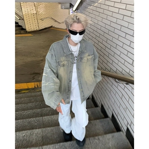 牛仔外套男生春秋季高级感痞帅炸街潮外套JK8897P65,甲醛测试男生穿搭图片