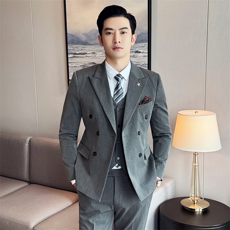 2025新款双排扣潮款男士时尚休闲西服2206-P225图片