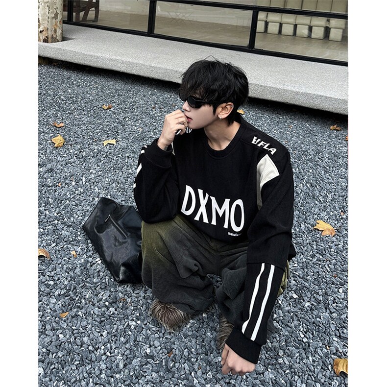 秋冬潮男华夫格卫衣宽松休闲套头休闲慵懒感卫衣常规P58加绒P68，男装卫衣，电商B319