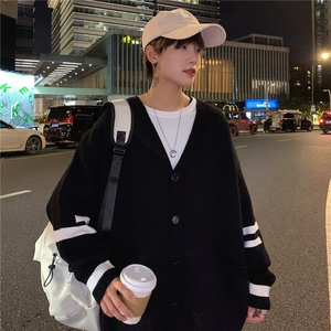 针织开衫男韩版潮流拼色V领美式帅2023冬季ins毛衣外套MZ201-P46图片