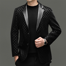 BG8113春秋款海宁真皮皮衣男绵羊皮印花西服商务休闲男装外套，男装西服，电商B360A（原721A）