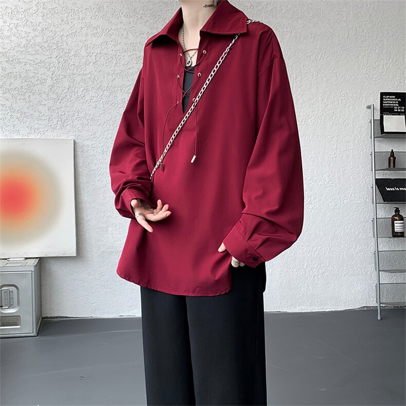 春夏新款小心机深V西装领系带衬衫简约美式时尚衬衫外套 特P38图片