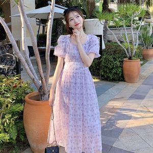 【新款现货】夏季紫色碎花连衣裙82369-P115-K165图片