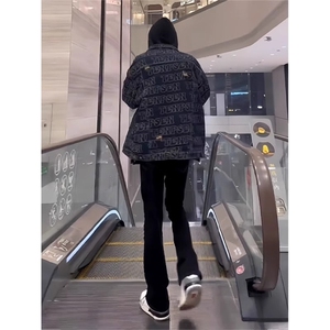 纯黑色高腰微喇牛仔裤男裤子美式高街vibe修身直筒裤A121-P50图片