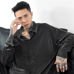 未来感液态炫彩偏光衬衫男长袖小众高级感休闲夜店衬衣WLC088-P42图片