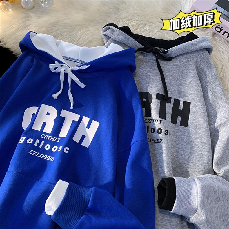 假两件hiphop卫衣男女款秋冬季加绒加厚套头外套WY6002J-特批60,女装短外套,电商A042