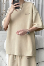 抖音大主推华夫格刺绣短袖男T恤短裤套装X416b-1-DT552-P50限78，男装休闲套装，星座416B-1