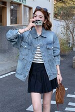 2026年春季休闲宽松时尚短款百搭牛仔外套，女装牛仔外套，文熹诺