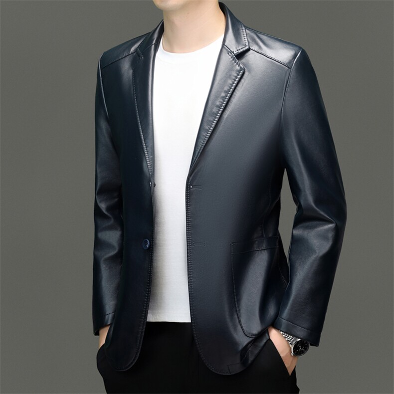 男士新款皮衣修身西装休闲西服韩版皮夹克男外套潮帅气中青年外套,男装夹克,钱塘6003（原4033）