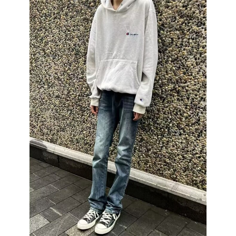 高级感烫钻窄版牛仔裤女2025春秋季新款高腰显瘦宽松直筒阔腿长裤图片