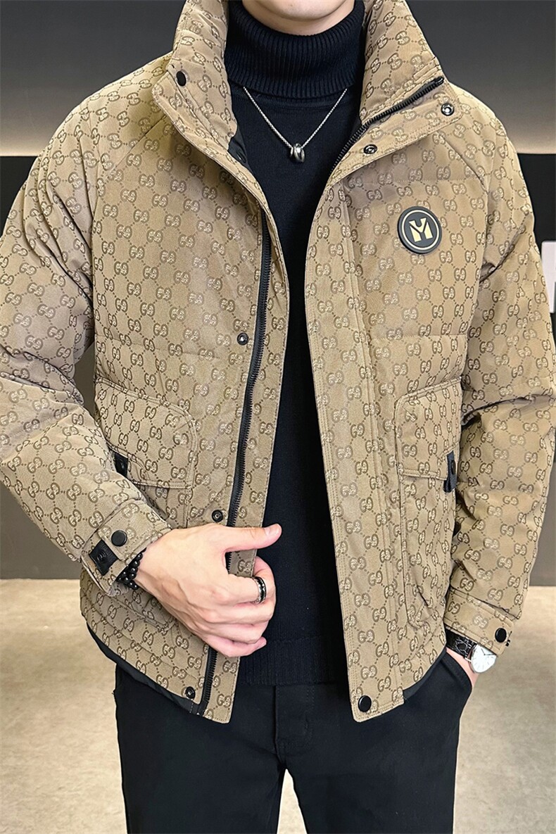 贴标花纹立领皮羽绒服男休闲保暖上衣外套A329-YR9873-P185,男装羽绒服,电商A329