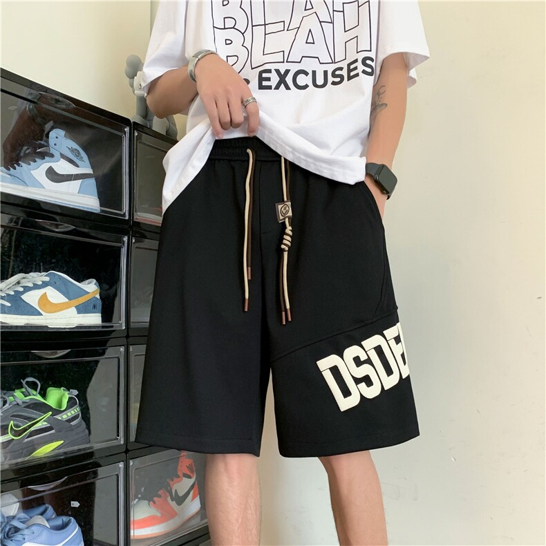 特批15 港风大字母印花五分裤男夏季男士直筒运动裤K23828图片