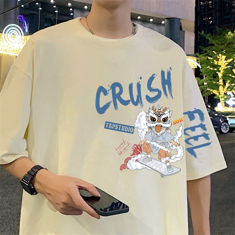 T763P26夏季新品港风高街美式短袖T恤宽松ins重磅纯棉体恤,男装T恤,星座304A