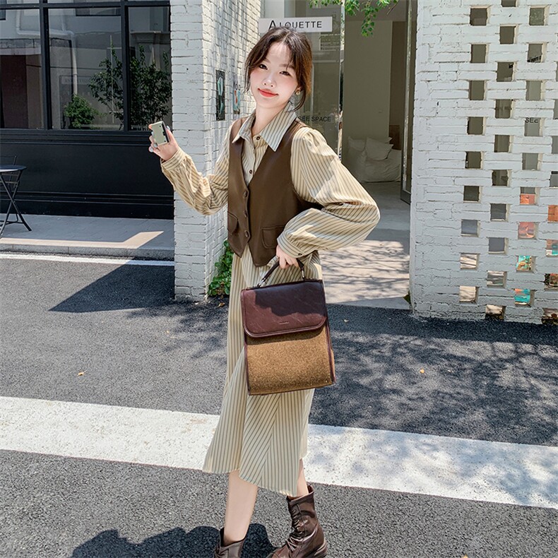 现货主推皮马甲+连衣裙二件套9868-P155-K218,女装套装/套裙,2C129