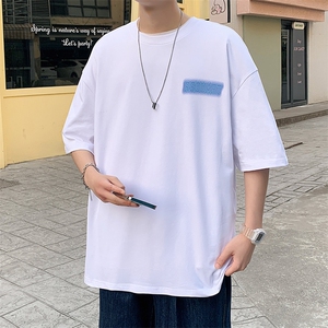2023夏上新青少年纯宽松T恤短袖男女潮印花圆领半袖 T7212-P40图片
