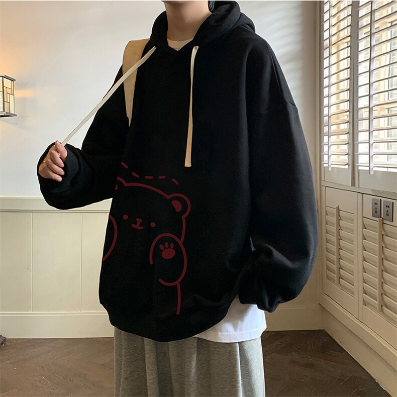 纯棉连帽卫衣男大码运动帽衫宽松薄WY2236-P35加绒款-P40,男装卫衣,电商A040