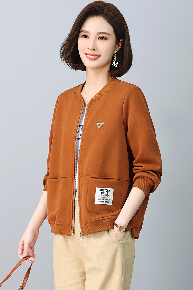 （新款长期有货）妈妈秋装外套宽松休闲开衫棒球服卫衣2024上衣,女装短外套,忆绮罗