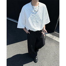 8XL-M特大码短袖男夏季港风棋盘格子T恤冰丝半截五分袖DX323P35，男装T恤，电商D206-1