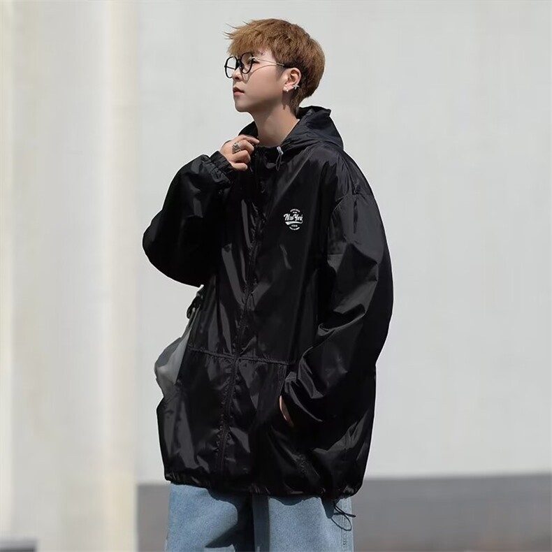 防晒衣男韩版潮流连帽字母帅气2024夏季新款ins宽松外套W4823-P37,男装防晒衣,星座412-3