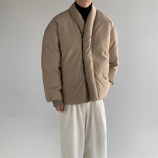MH02-P125设计感无领棉服简约纯色保暖棉衣加厚外套男，男装棉衣，星座1501-3
