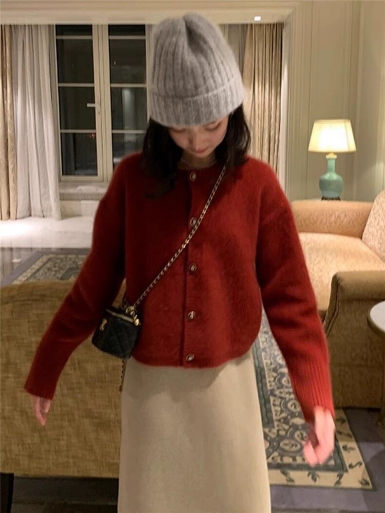 春秋韩版羊毛衫女开衫圆领短款宽松百搭打底衫毛衣,女装羊毛衫,恩泰羊绒