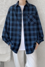 8XL-M格子衬衫男长袖秋季美式复古潮宽松衬衣外套CS516P55控78，男装衬衫，电商D206-1