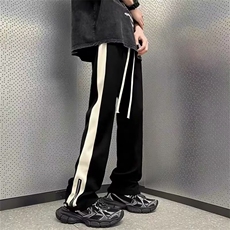 运动休闲裤微喇裤夏季男款休闲裤修身拉链美式侧边直筒子薄款潮牌，男装休闲裤，星座506A