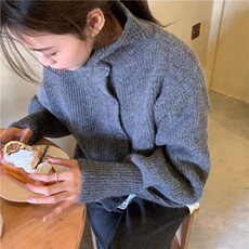 时尚宽松加厚羊毛开衫女秋冬新款高领长袖针织衫外套百搭显瘦毛衣，女装羊毛衫，泰沅羊绒