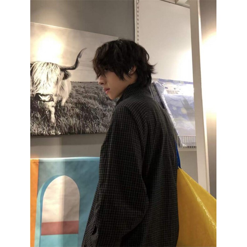 美式复古设计感黑色格子开衫秋冬新款休闲户外骑行夹克外套女,男装夹克,四季星座505