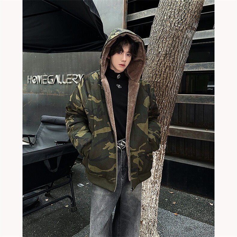 现货！男士高品质迷彩加厚加棉宽松皮草休闲棉服外套MJ1041-p155,男装棉衣,电商B288
