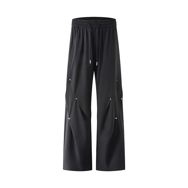 褶皱铆钉设计感百搭休闲裤K005立体92%聚酯纤维8%氨纶(S-2XL)TP25图片