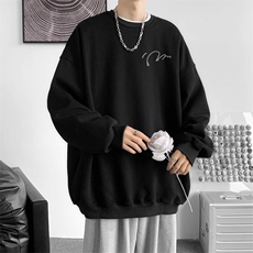 字母印花圆领卫衣男春秋款青少年潮牌长袖t恤初中高中学生打底衫，男装T恤，星座1210-1