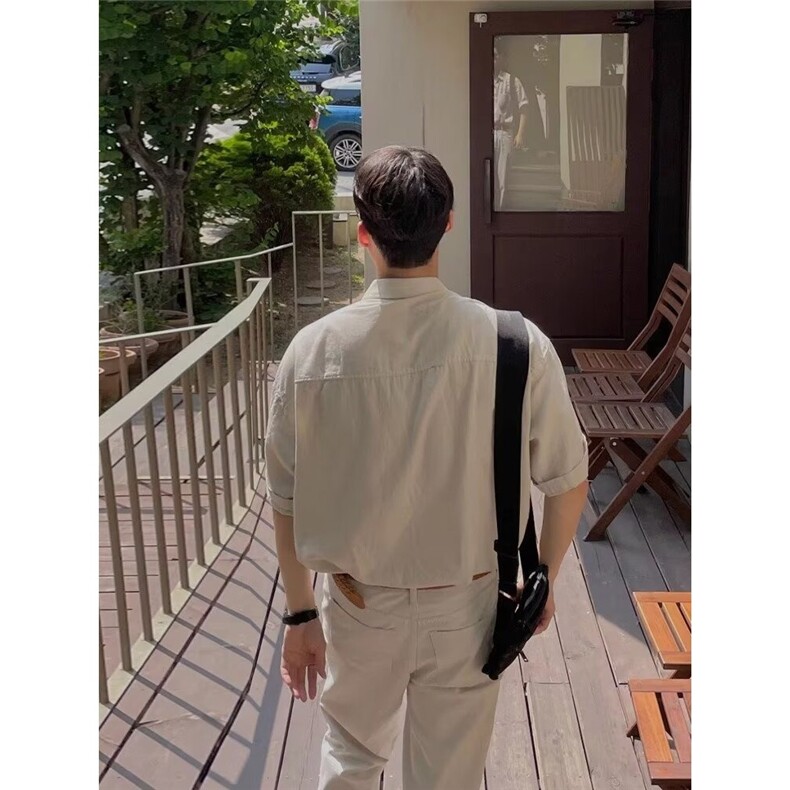 夏季短袖衬衫男士2025新款韩版薄款衬衣高级感轻熟风痞帅上衣ins,男装衬衫,星座506A