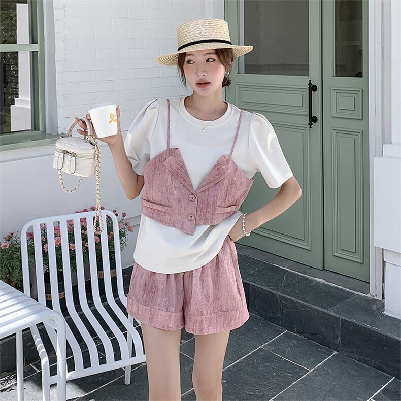 时尚显瘦短裤套装女夏季新款，女装套装/套裙，C位