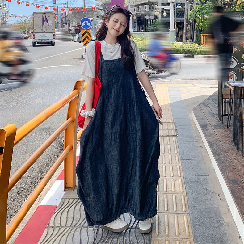 超好看牛仔背带连衣裙女2025春夏季新款韩系设计感小众宽松,女装连衣裙,2C216