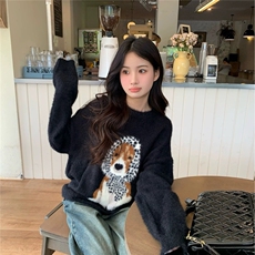 加厚毛衣2025秋冬新款复古慵懒冬装小女孩宽松百搭针织衫，男装针织衫/毛衣，星座506A