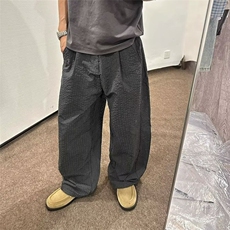 2025美式复古老钱风廓形格子休闲裤男女休闲弯刀阔腿裤，男装休闲裤，四季星座505