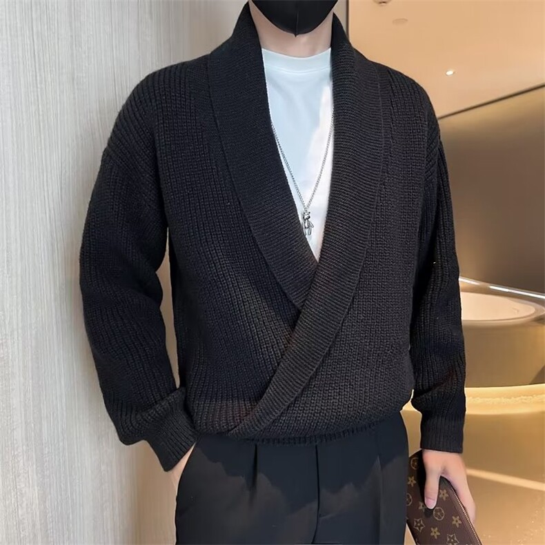 社会小伙秋冬季新款潮流v领针织开衫毛衣男士休闲大码外套M3371,男装针织衫/毛衣,星座1116A-2（原606A-1）