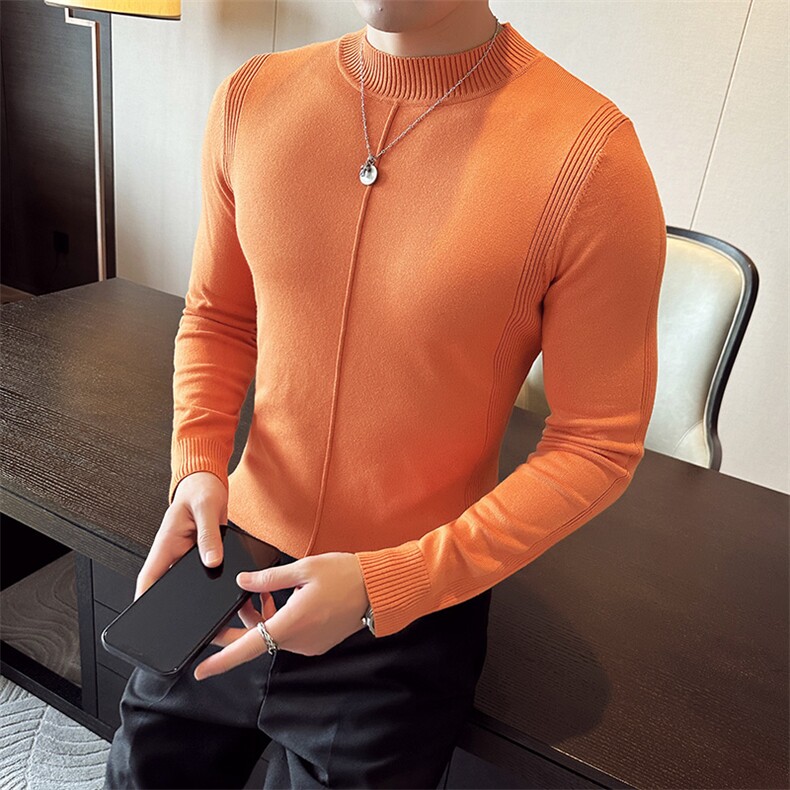 2024新款纯色毛衣打底衫男秋冬内搭半高领修身针织衫M35-p58,男装针织衫/毛衣,电商D303