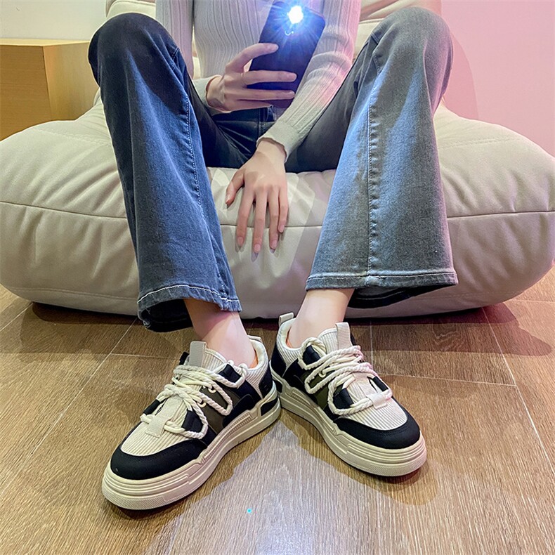 小白鞋女2023春季新款ins韩版潮学生厚底松糕鞋休闲板鞋街拍,女鞋休闲鞋,电商A223