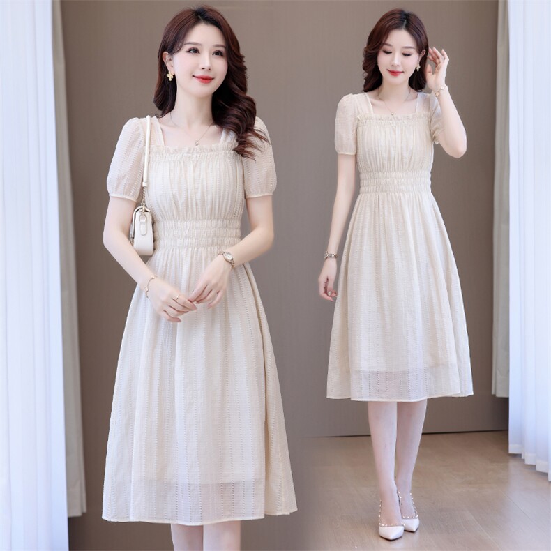 连衣裙女2024新款气质显瘦夏季短袖连衣裙,女装连衣裙,阳光伊恋
