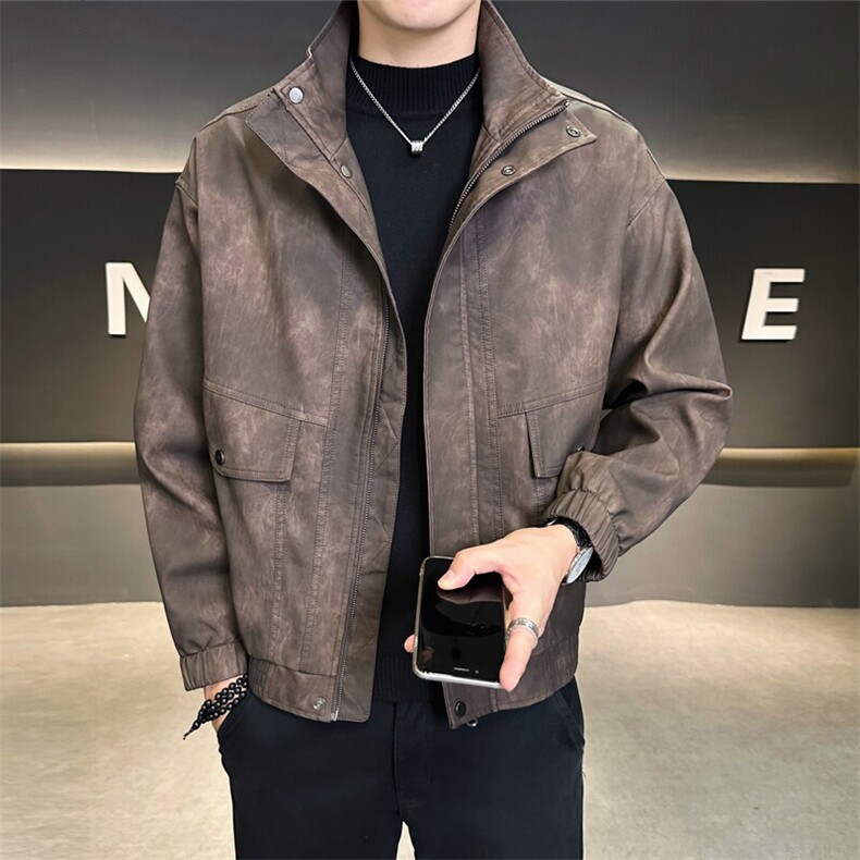 店主风宽松皮衣男PU皮夹克高级感潮流外套C317-J1118-P155,男装夹克,电商C317