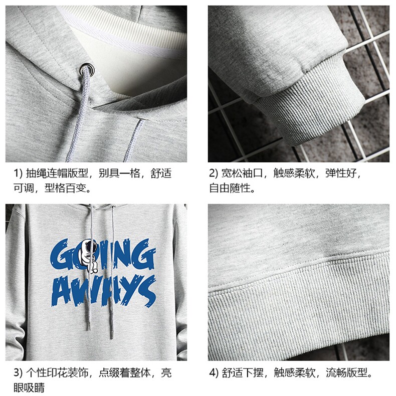 WY2230-P35纯棉连帽卫衣男大码运动帽衫宽松薄网格,男装卫衣,电商A040A