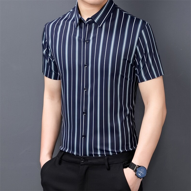 M21129钱塘2020-3夏季全无痕双面印花精品短袖衬衫主推价优P70,男装衬衫,钱塘207-3