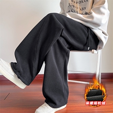 重磅300g斜切结构双面摇粒绒男宽松口袋拉链卫裤K24089-特P33控65，男装休闲裤，电商A001