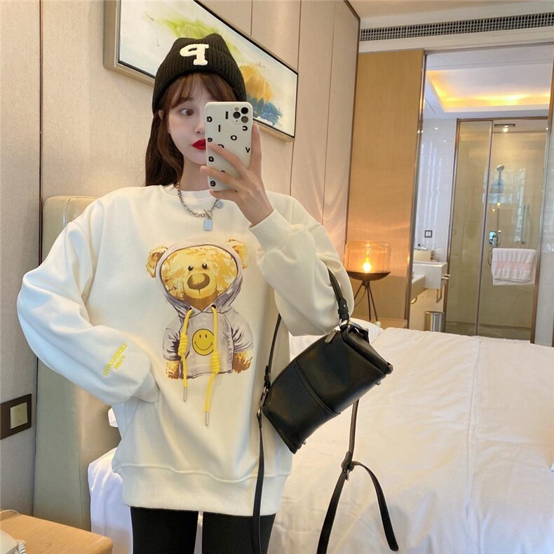 现货冬款韩版休闲加绒卫衣，女装卫衣/绒衫，泽妤