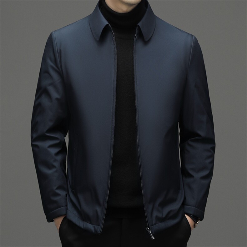 冬季新款羽绒服男2023年中年宽松免烫翻领上衣加厚保暖白鸭绒外套,男装羽绒服,电商B212（原钱塘6029）