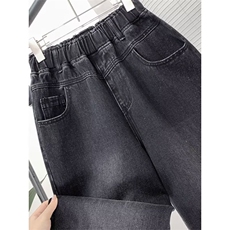 1506-1/K2501/P43.5春秋季简约风加绒松紧腰休闲直筒牛仔裤男女，男装牛仔裤，星座1506-1