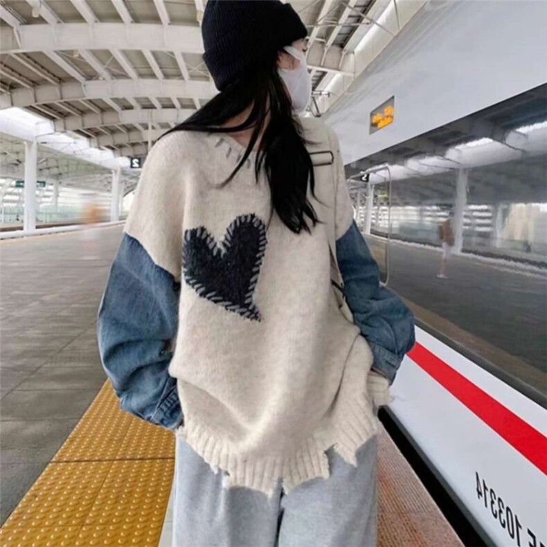 24冬季新款小众毛绒拼牛仔布套头毛衣-A809-网络图,男装针织衫/毛衣,星座1002-2